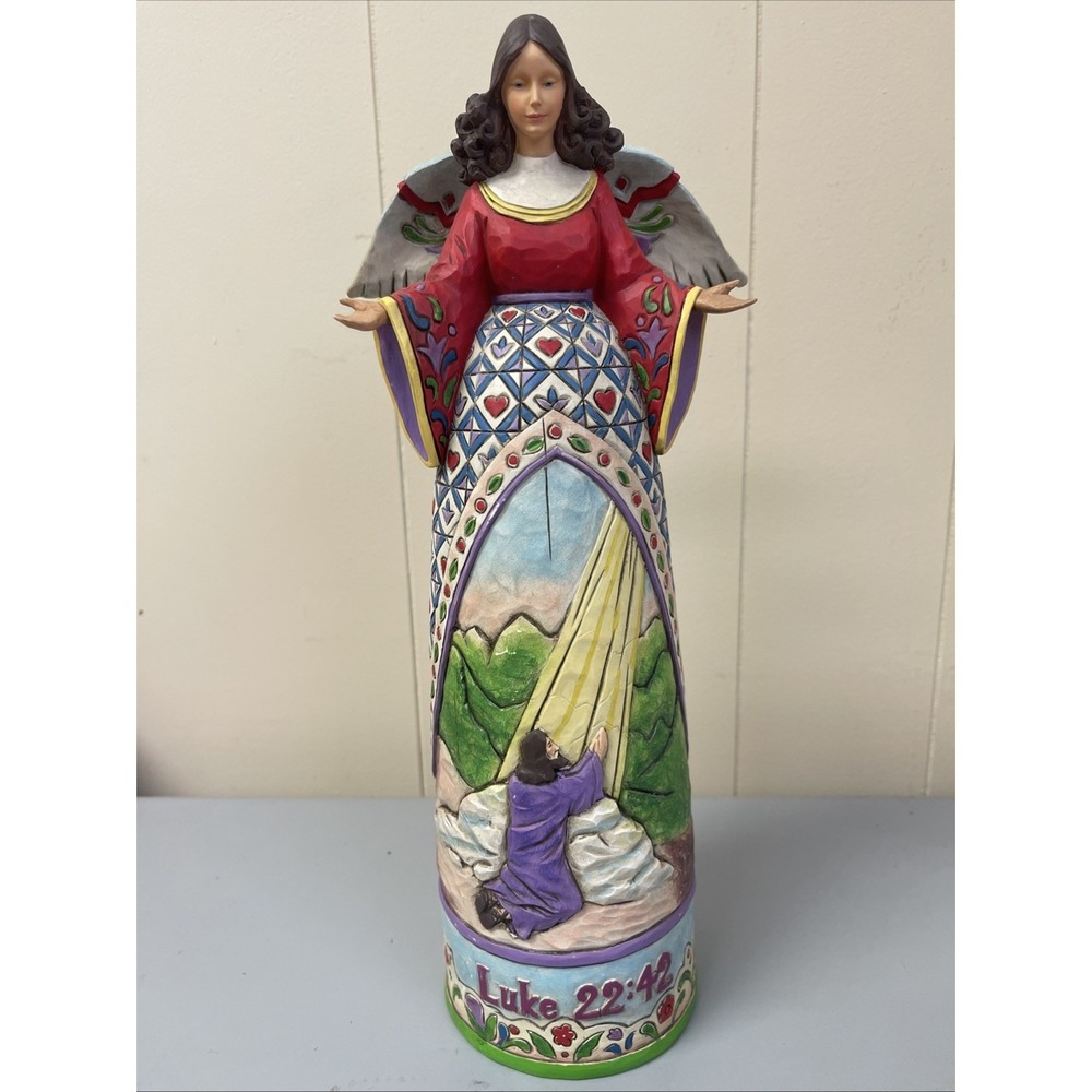 Jim Shore Heartwood Creek In Garden Angel Luke 22:42 4004746 12" Vibrant Colors